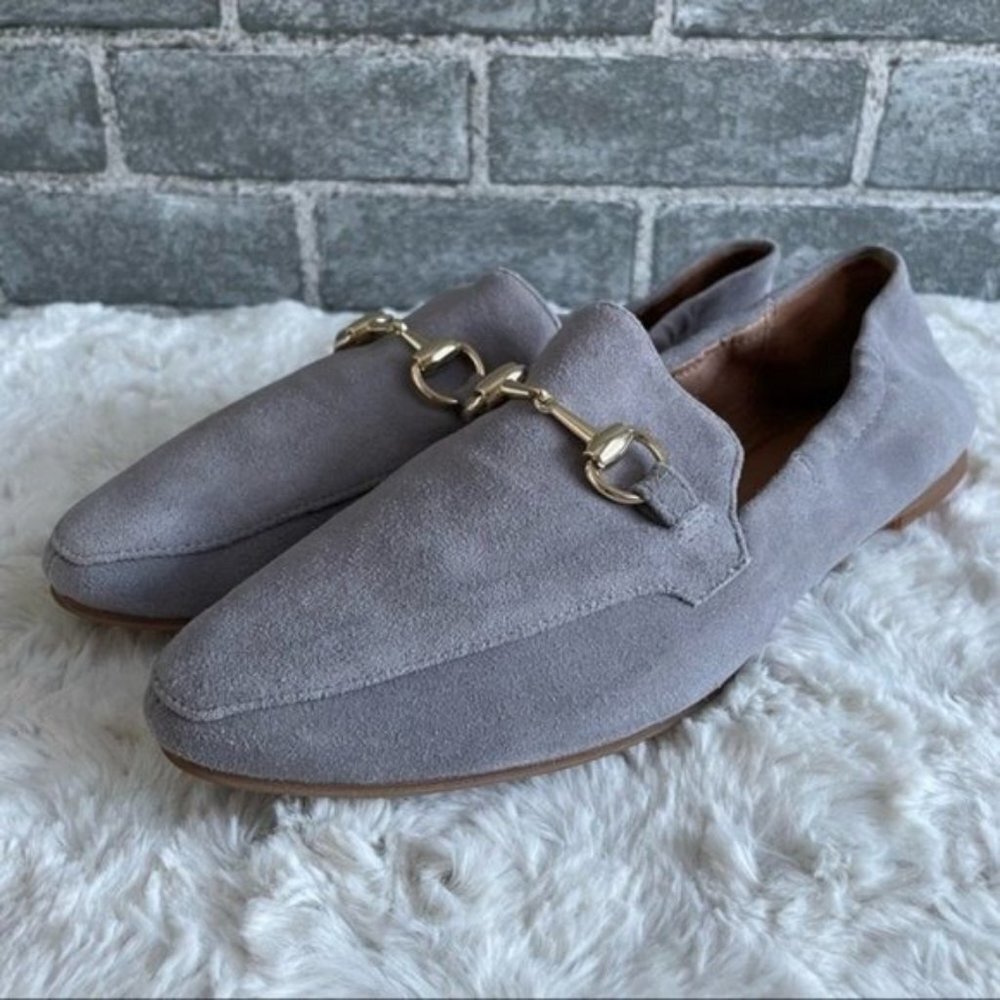All Black Gray Suede Leather Loafers Size 38